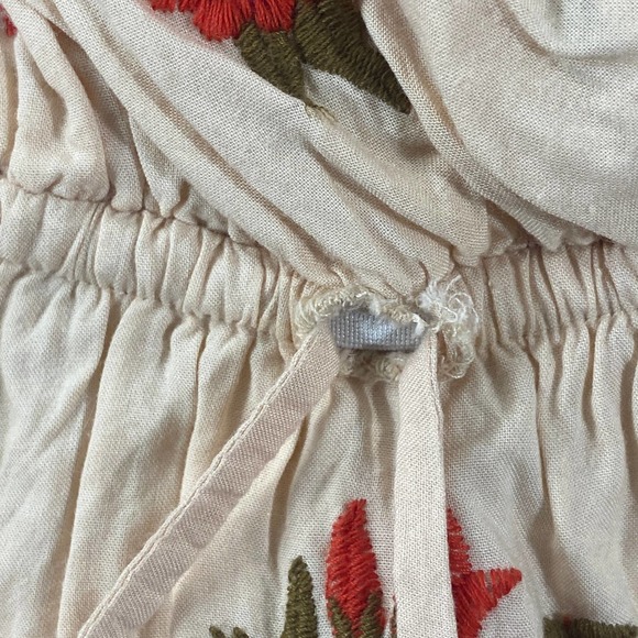 Lovers & Friends Dress Small Beige Embroidered Rose Floral V-Neck Short Sleeve - Picture 12 of 12